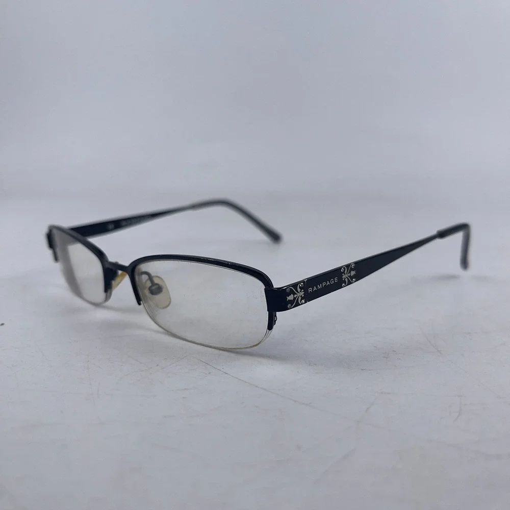 Rampage R 123 Women Eyeglasses Frame Black Metal Rectangle Half Rim 50-17-135 mm